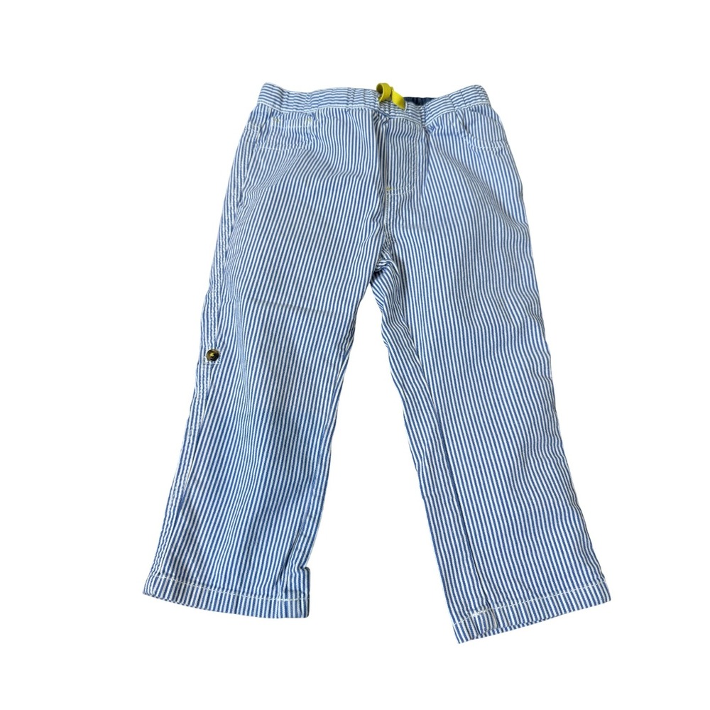Baby Boden Pants Kids 4 Blue Striped Chino Drawstring Elastic Waist Casual‎